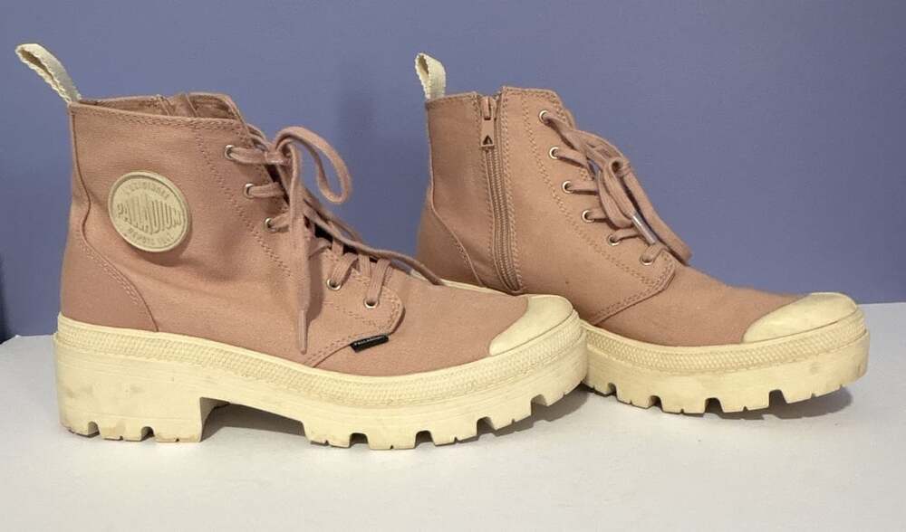 Palladium Pallabase Twill Pink Canvas Platform Boots
